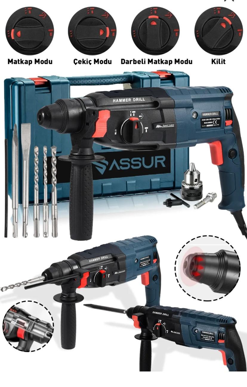  ASSUR Kırıcı Delici Matkap Elektrikli 2 Yıl Garantili  